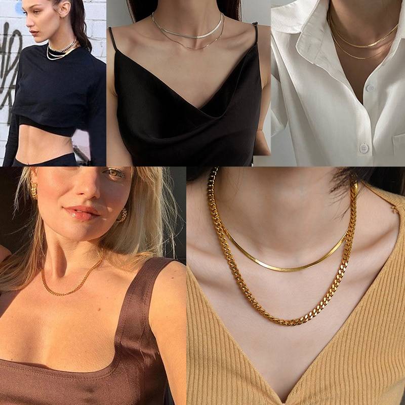 Simple Stainless Steel Unisex Chain Necklace Simple Stainless Steel Unisex Chain Necklace