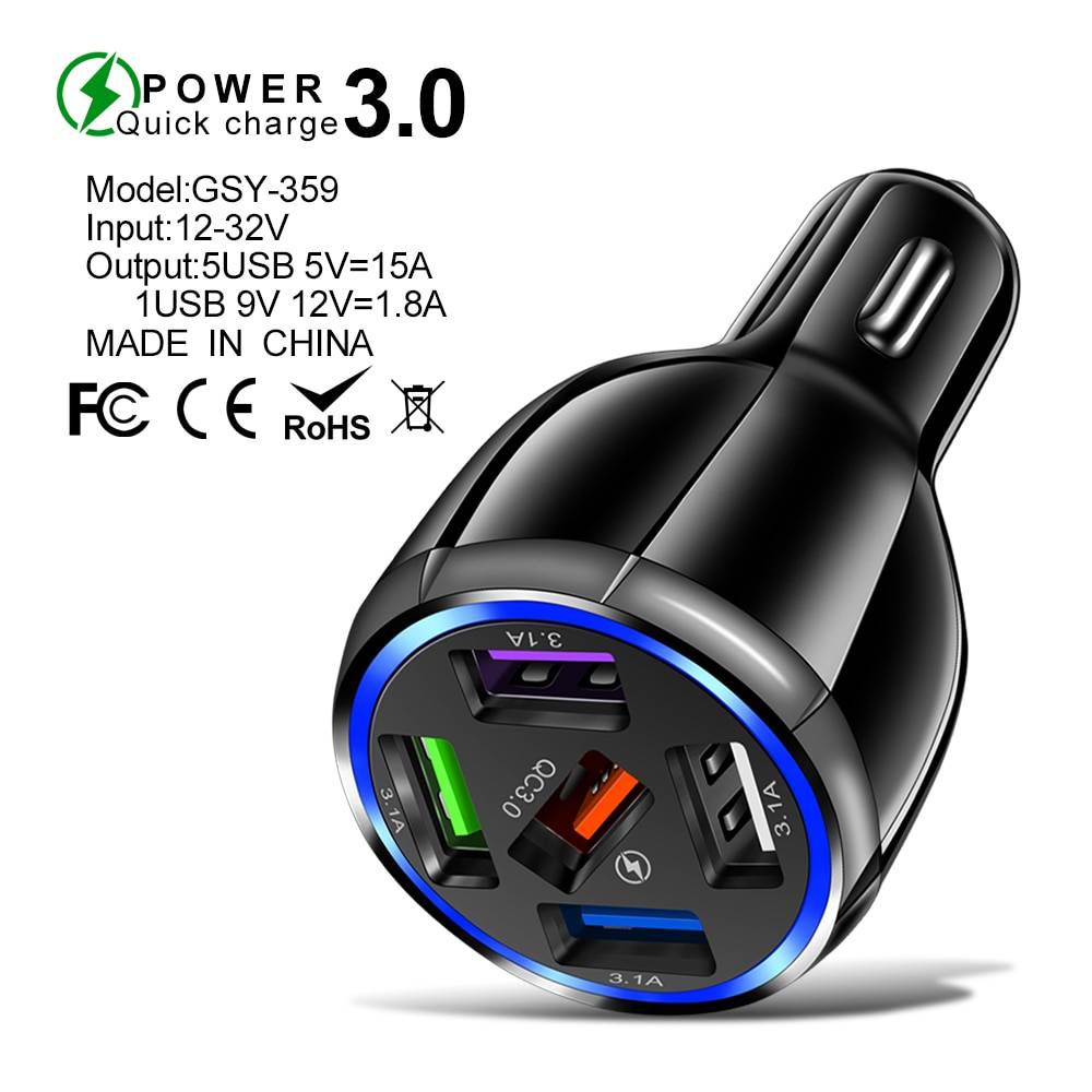 AIXXCO Fast Charging QC3.0 5-Port USB Car Charger Auto Parts & Tools Color : USB Car Charger AIXXCO Fast Charging QC3.0 5-Port USB Car Charger Auto Parts & Tools Color : USB Car Charger