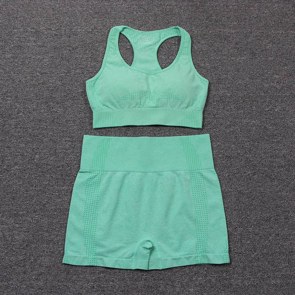 Fitness Yoga Set Women 9 Colors Breathable Padded Bra High Waist Gym Shorts Female Seamless Yoga Suit Gym Set Sports Suits 2020