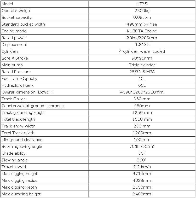 Kubota engine Mini excavator 2.5ton with EURO 5 ,CE EPA Approved for sale