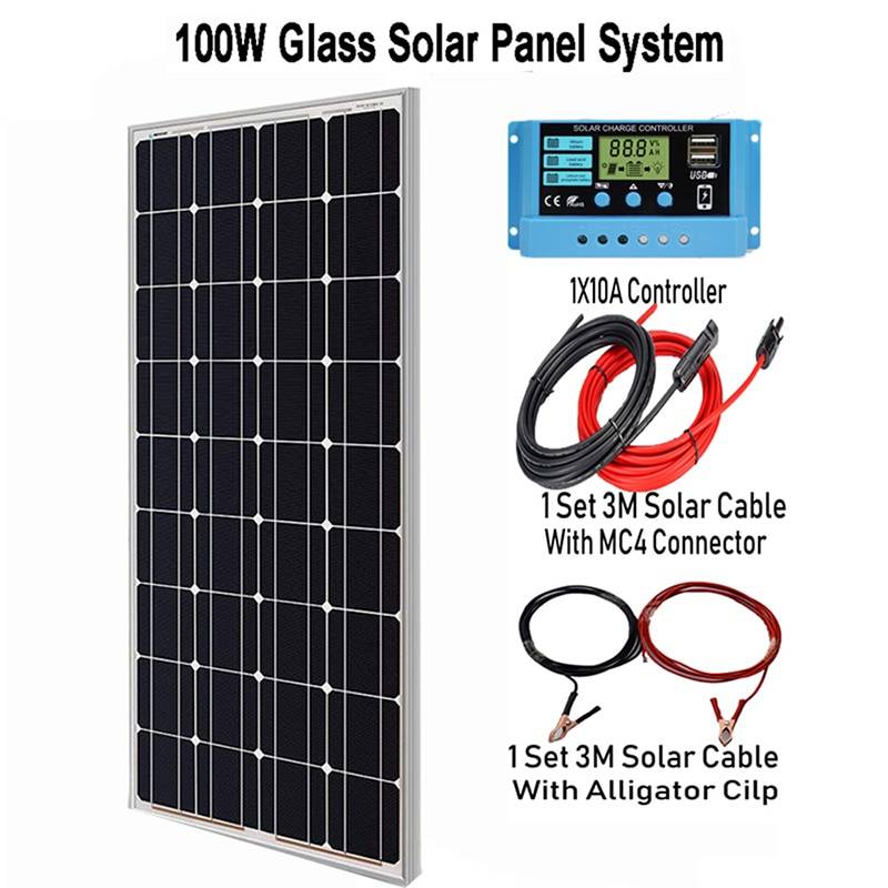 Solar Plate 1000w Complete Kit 12V Solar Charger Home System Generator Solar Panel 100w 200w Ships From: China|Czech Republic|Poland|GERMANY|SPAIN|Russian Federation|France Color: 100w system Solar Plate 1000w Complete Kit 12V Solar Charger Home System Generator Solar Panel 100w 200w Ships From: China|Czech Republic|Poland|GERMANY|SPAIN|Russian Federation|France Color: 100w system
