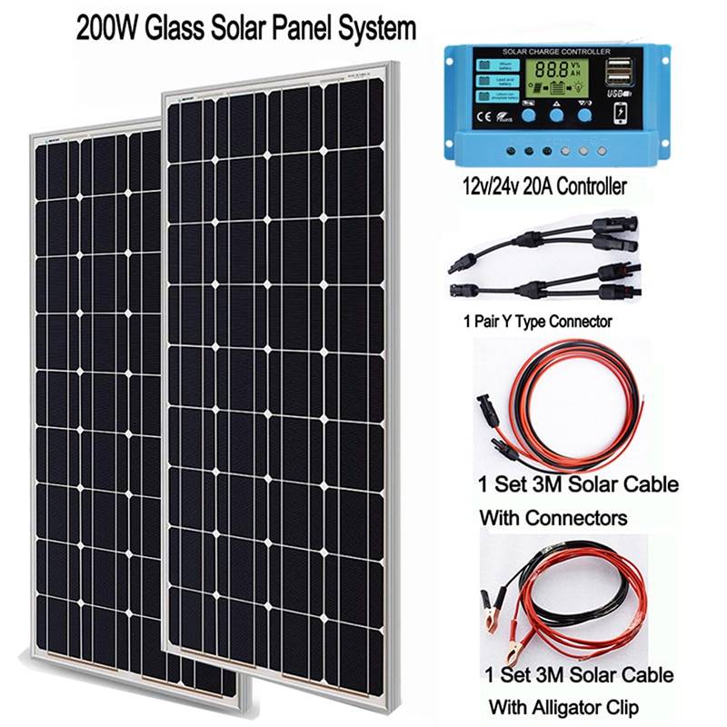 Solar Plate 1000w Complete Kit 12V Solar Charger Home System Generator Solar Panel 100w 200w Ships From: China|Czech Republic|Poland|GERMANY|SPAIN|Russian Federation|France Color: 200w system Solar Plate 1000w Complete Kit 12V Solar Charger Home System Generator Solar Panel 100w 200w Ships From: China|Czech Republic|Poland|GERMANY|SPAIN|Russian Federation|France Color: 200w system
