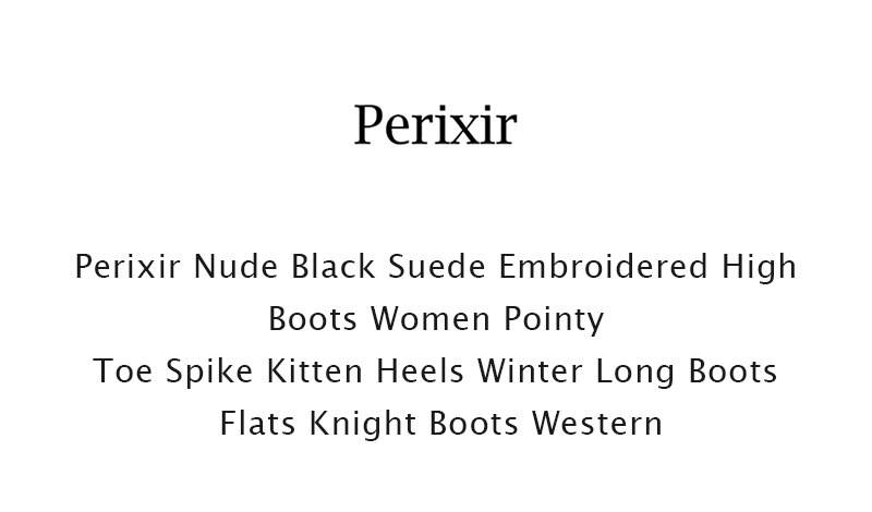 Perixir Western Cowboy Boots For Women Pointed Toe Women's Shoes Brand Embossing Suede Leather Shoes Mid-Calf Chunky Wedges Boot