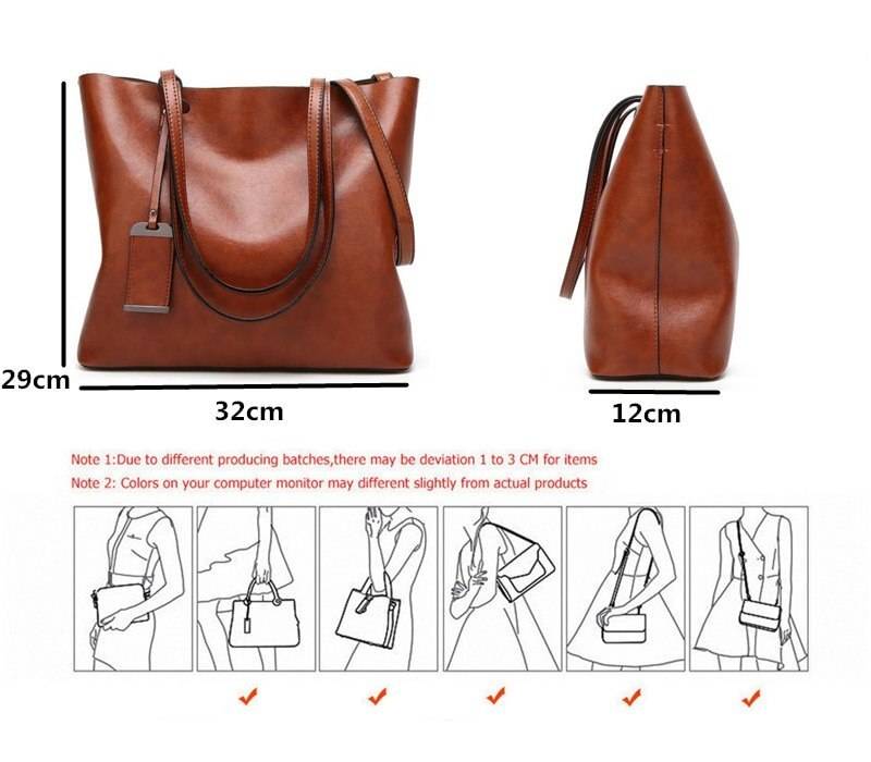 Waxing Leather bucket bag Simple Double strap handbag shoulder bags For Women 2020 All-Purpose Shopping tote sac bolsa feminina