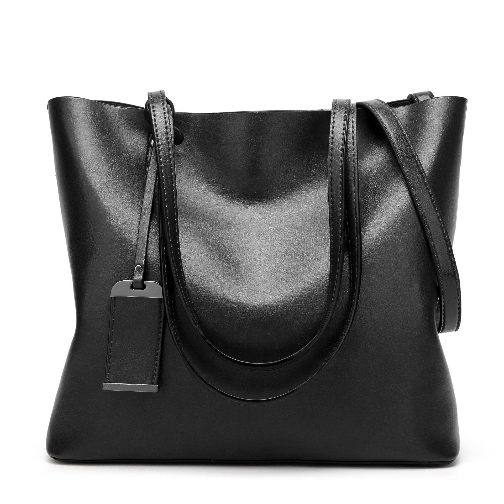 Waxing Leather bucket bag Simple Double strap handbag shoulder bags For Women 2020 All-Purpose Shopping tote sac bolsa feminina