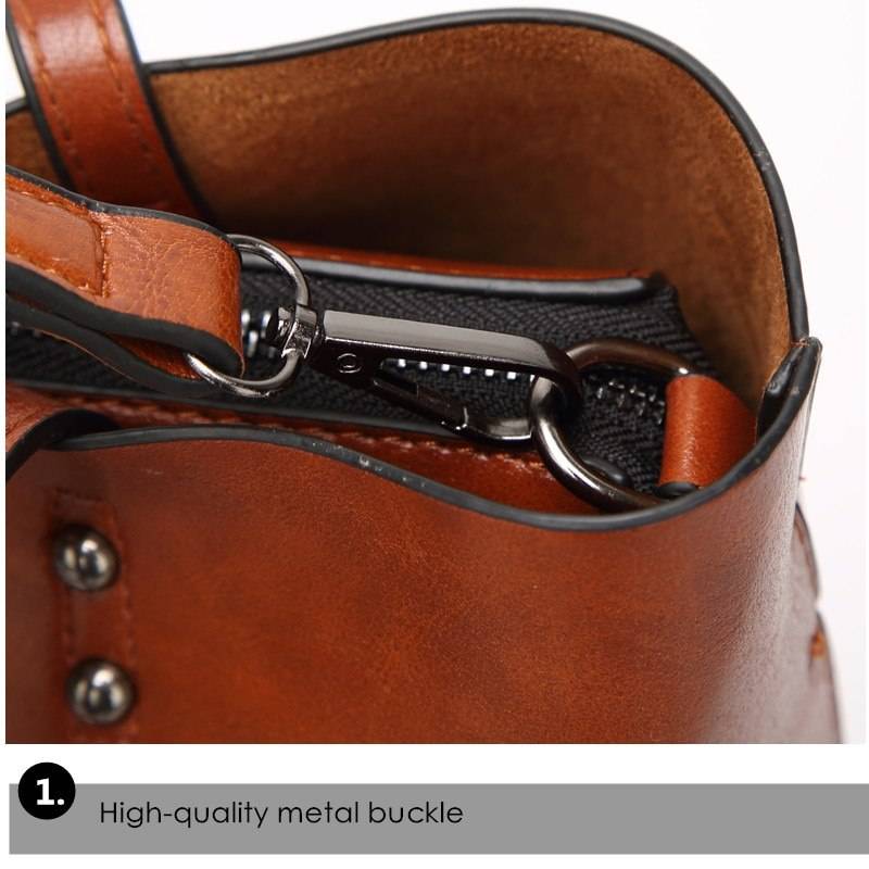 Waxing Leather bucket bag Simple Double strap handbag shoulder bags For Women 2020 All-Purpose Shopping tote sac bolsa feminina