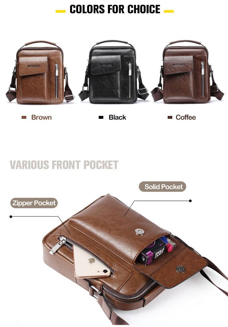 Casual Men's Shoulder Bag Vintage Crossbody Bags Male Bag PU Handbag Capacity Men Messenger Bags Top handle Tote Bag