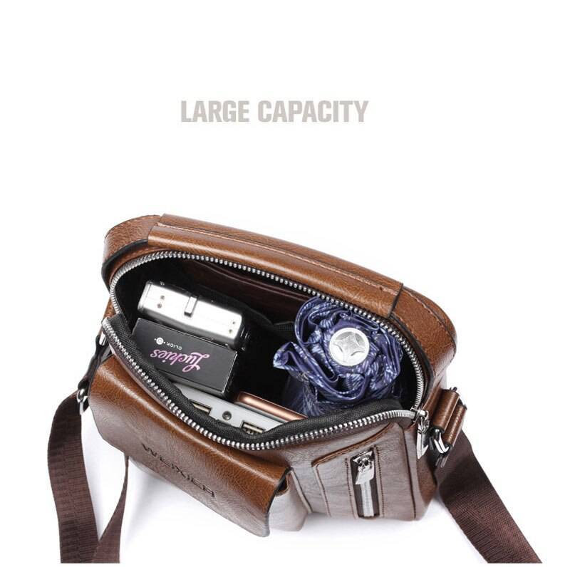 Casual Men's Shoulder Bag Vintage Crossbody Bags Male Bag PU Handbag Capacity Men Messenger Bags Top handle Tote Bag