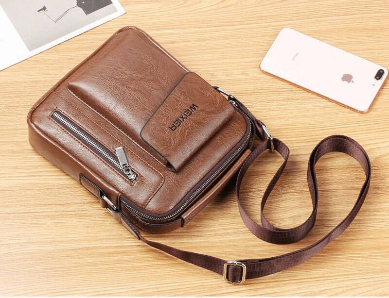 Casual Men's Shoulder Bag Vintage Crossbody Bags Male Bag PU Handbag Capacity Men Messenger Bags Top handle Tote Bag
