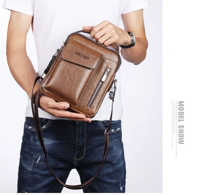 Casual Men's Shoulder Bag Vintage Crossbody Bags Male Bag PU Handbag Capacity Men Messenger Bags Top handle Tote Bag