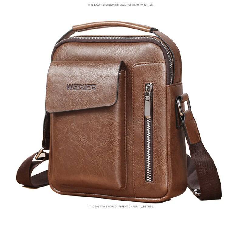 Casual Men's Shoulder Bag Vintage Crossbody Bags Male Bag PU Handbag Capacity Men Messenger Bags Top handle Tote Bag