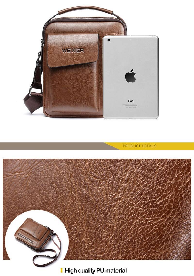 Casual Men's Shoulder Bag Vintage Crossbody Bags Male Bag PU Handbag Capacity Men Messenger Bags Top handle Tote Bag