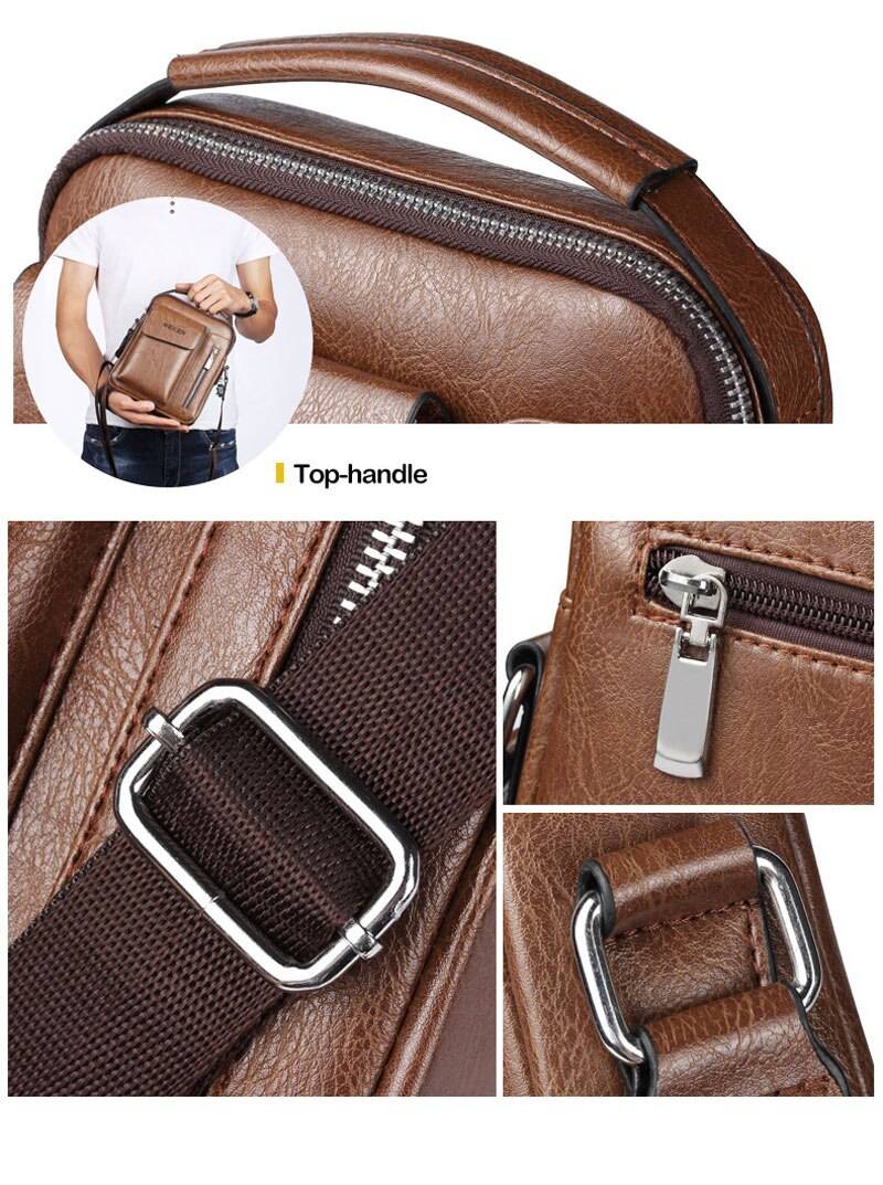 Casual Men's Shoulder Bag Vintage Crossbody Bags Male Bag PU Handbag Capacity Men Messenger Bags Top handle Tote Bag