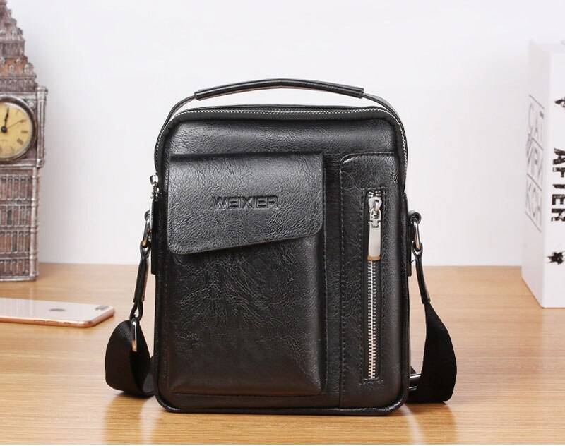 Casual Men's Shoulder Bag Vintage Crossbody Bags Male Bag PU Handbag Capacity Men Messenger Bags Top handle Tote Bag