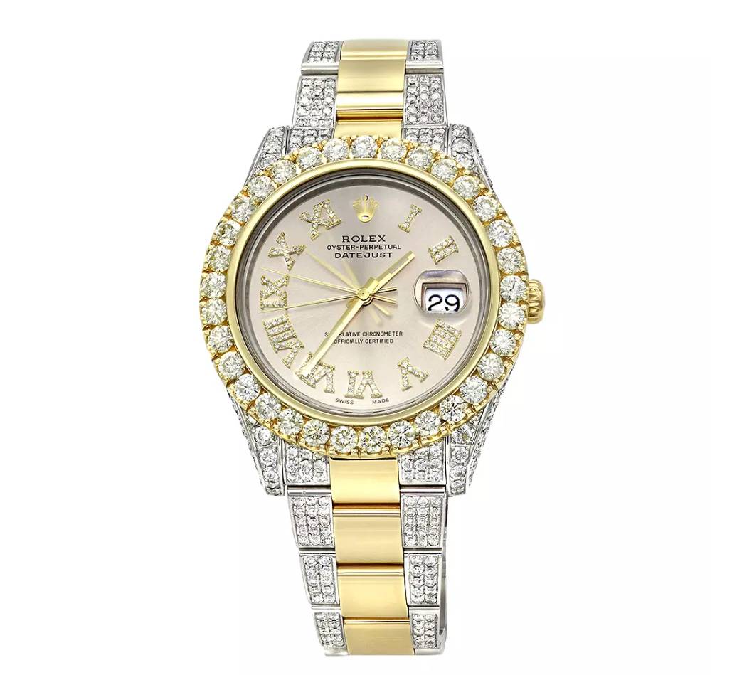 Iced-Out Two-Tone Rolex Oyster Perpetual Datejust Mens Diamond Watch 15ct Best Seller Gadgets Home, Household & Industrial Products Iced-Out Two-Tone Rolex Oyster Perpetual Datejust Mens Diamond Watch 15ct Best Seller Gadgets Home, Household & Industrial Products