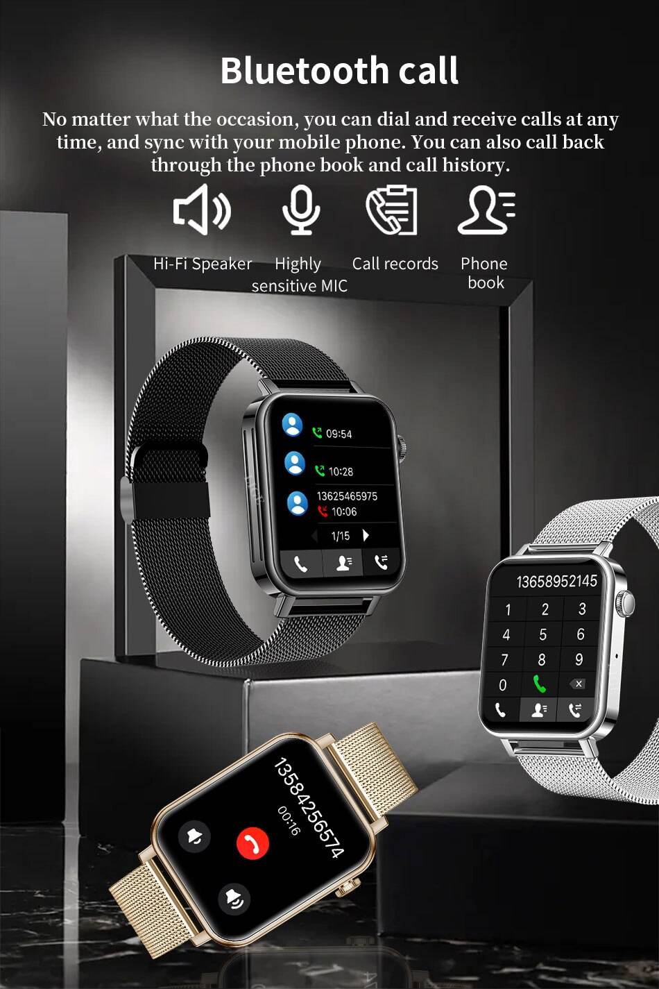 LIGE Men Smart Watch Bluetooth Call Women Sports Fitness Tracker Heart Rate Blood Pressure Sleep Smart Watch Men For Android IOS