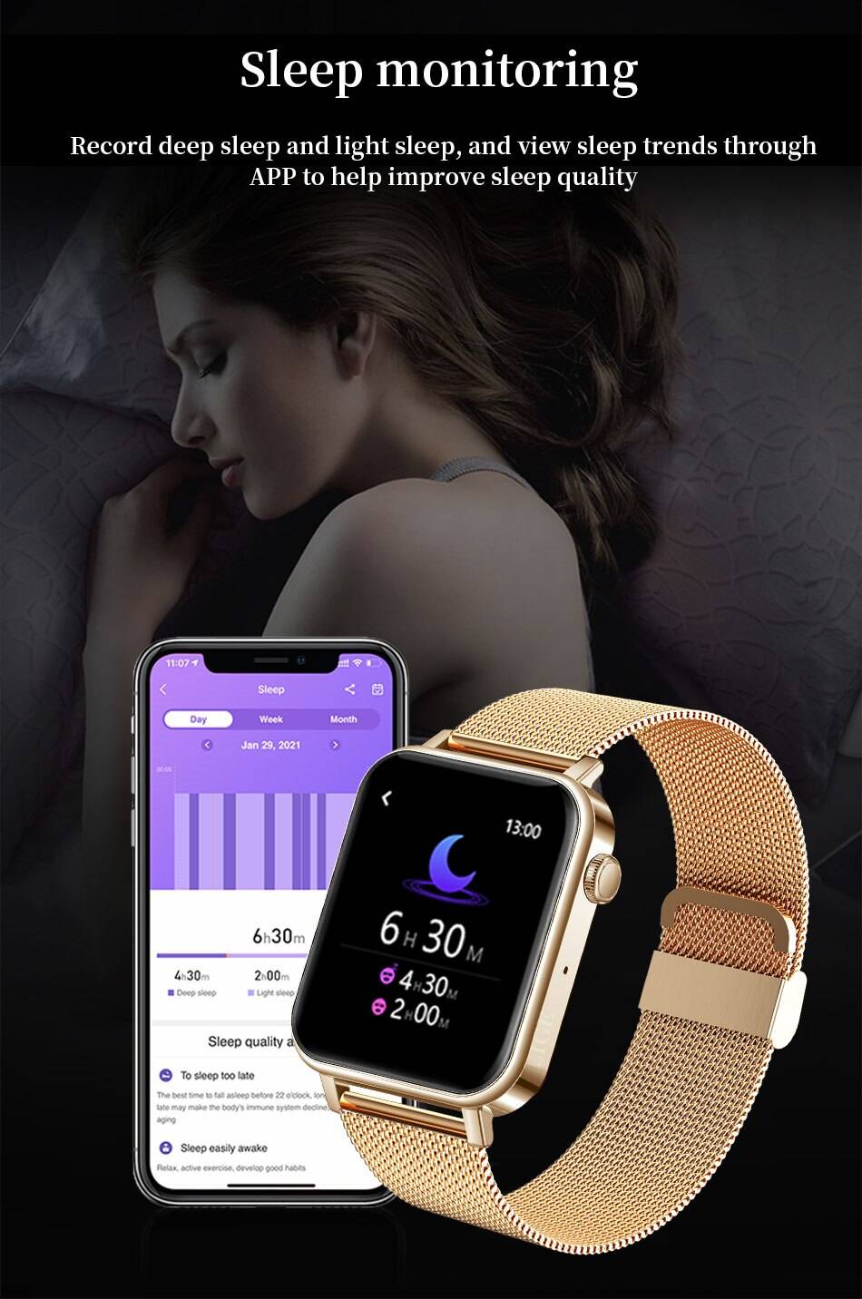 LIGE Men Smart Watch Bluetooth Call Women Sports Fitness Tracker Heart Rate Blood Pressure Sleep Smart Watch Men For Android IOS