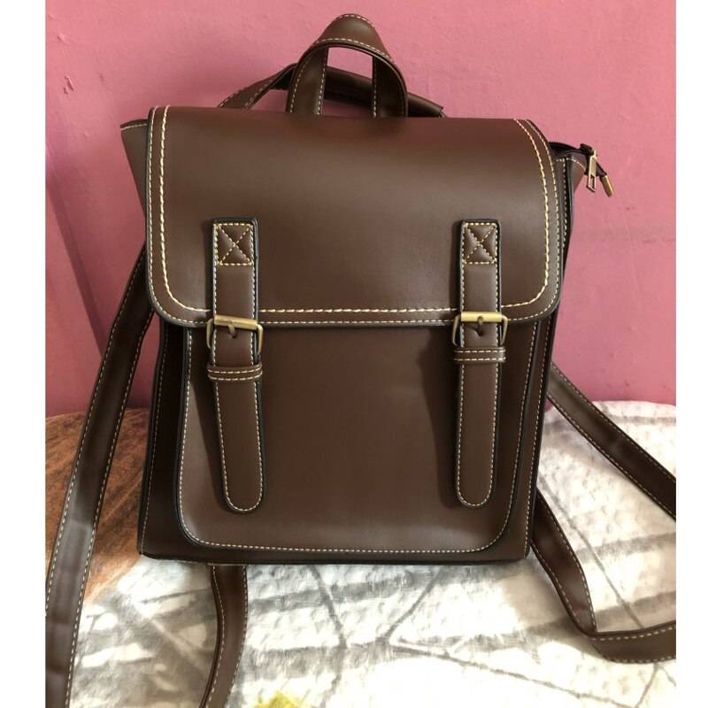 Vintage Backpack Female Pu Leather Bag Women's Backpack Fashion School Bag for Girls High Quality Leisure Shoulder Bag Sac A Dos