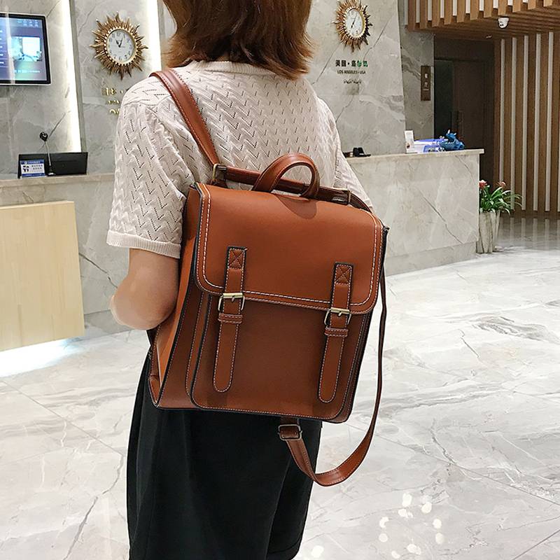 Vintage Backpack Female Pu Leather Bag Women's Backpack Fashion School Bag for Girls High Quality Leisure Shoulder Bag Sac A Dos
