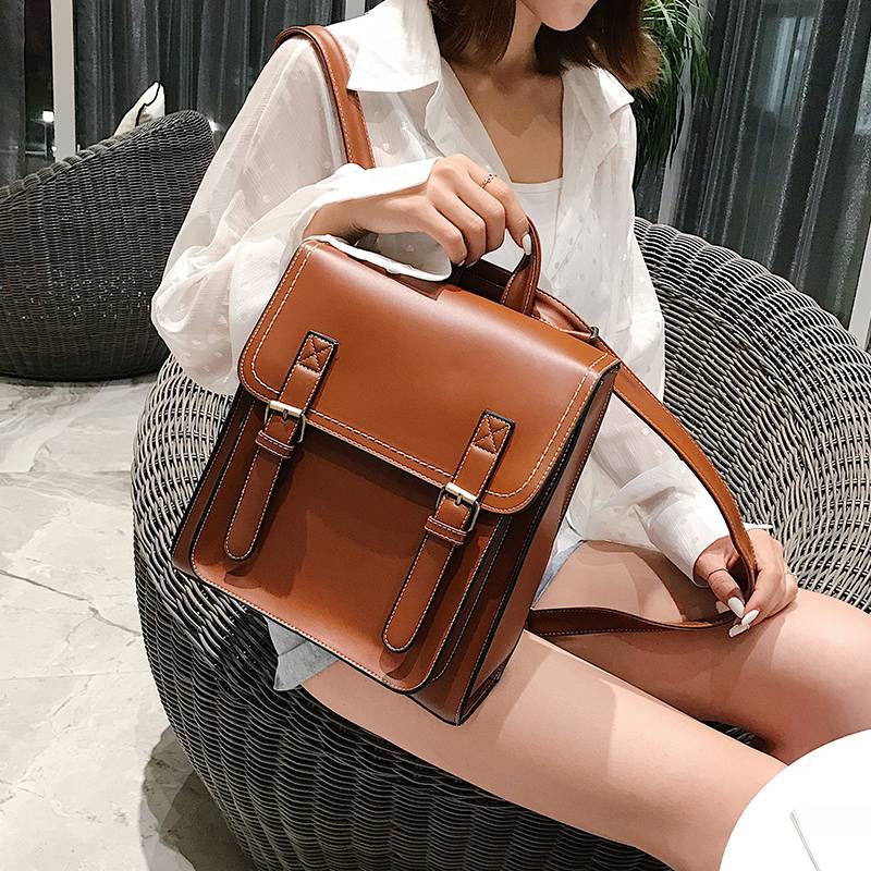 Vintage Backpack Female Pu Leather Bag Women's Backpack Fashion School Bag for Girls High Quality Leisure Shoulder Bag Sac A Dos