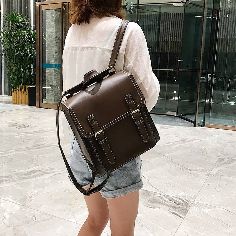 Vintage Backpack Female Pu Leather Bag Women's Backpack Fashion School Bag for Girls High Quality Leisure Shoulder Bag Sac A Dos