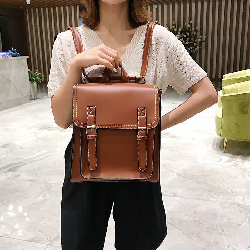 Vintage Backpack Female Pu Leather Bag Women's Backpack Fashion School Bag for Girls High Quality Leisure Shoulder Bag Sac A Dos