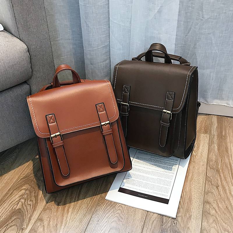 Vintage Backpack Female Pu Leather Bag Women's Backpack Fashion School Bag for Girls High Quality Leisure Shoulder Bag Sac A Dos