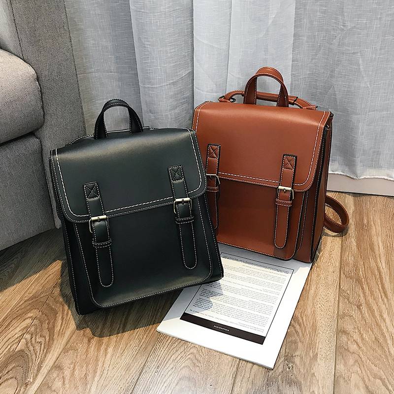 Vintage Backpack Female Pu Leather Bag Women's Backpack Fashion School Bag for Girls High Quality Leisure Shoulder Bag Sac A Dos
