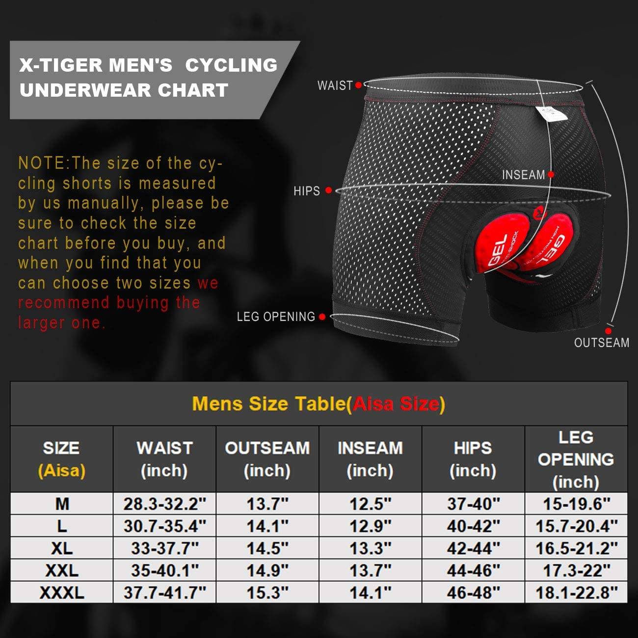 X-Tiger Cycling Underwear Upgrade 5D Padded Cycling Shorts 100% Lycra Shockproof MTB Bicycle Shorts Road Bike Shorts Color : Red With Anti-Slip|Gray With Anti-Slip|Blue With Anti-Slip|Red Upgrade 5D|Gray Upgrade 5D|Blue Upgrade 5D|5D Gel Pad Underwear|5D Gel Pad Underwear|3D Gel Pad Underwear X-Tiger Cycling Underwear Upgrade 5D Padded Cycling Shorts 100% Lycra Shockproof MTB Bicycle Shorts Road Bike Shorts Color : Red With Anti-Slip|Gray With Anti-Slip|Blue With Anti-Slip|Red Upgrade 5D|Gray Upgrade 5D|Blue Upgrade 5D|5D Gel Pad Underwear|5D Gel Pad Underwear|3D Gel Pad Underwear