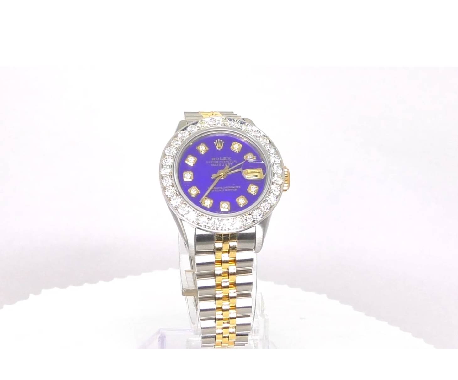 1.7 Carat 26mm Rolex Datejust Ladies Diamond Bezel Watch 179173 Blue Dial 1.7 Carat 26mm Rolex Datejust Ladies Diamond Bezel Watch 179173 Blue Dial