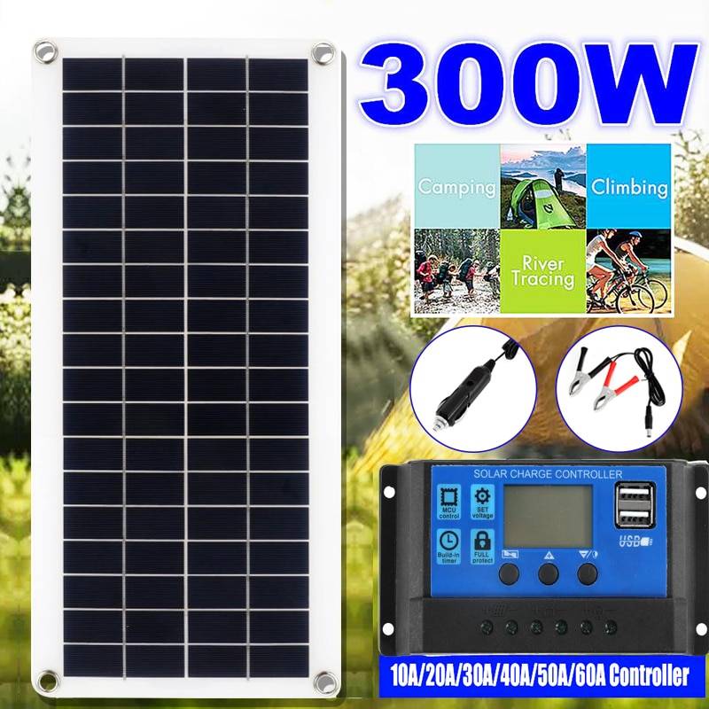 300W Solar Panel Kit Complete 12V USB With 10-60A Controller Solar Cells for Car Yacht RV Boat Moblie Phone Battery Charger Ships From : China|Russian Federation 300W Solar Panel Kit Complete 12V USB With 10-60A Controller Solar Cells for Car Yacht RV Boat Moblie Phone Battery Charger Ships From : China|Russian Federation