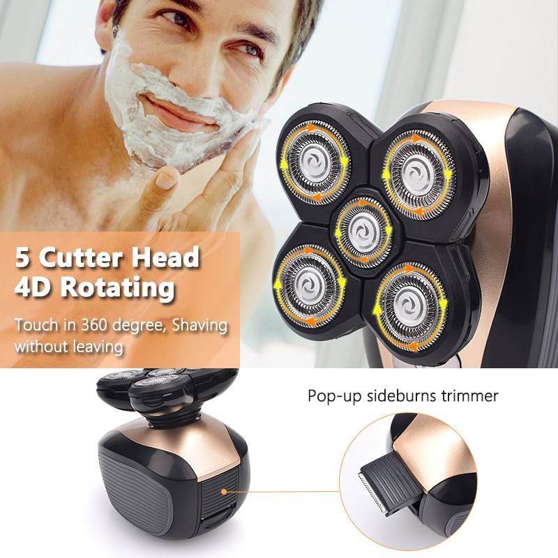 5 In 1 4D Men's Rechargeable Bald Head Electric Shaver 5 Floating Heads Beard Nose Ear Hair Trimmer Razor Clipper Facial Brush Ships From : Russian Federation|China 5 In 1 4D Men's Rechargeable Bald Head Electric Shaver 5 Floating Heads Beard Nose Ear Hair Trimmer Razor Clipper Facial Brush Ships From : Russian Federation|China