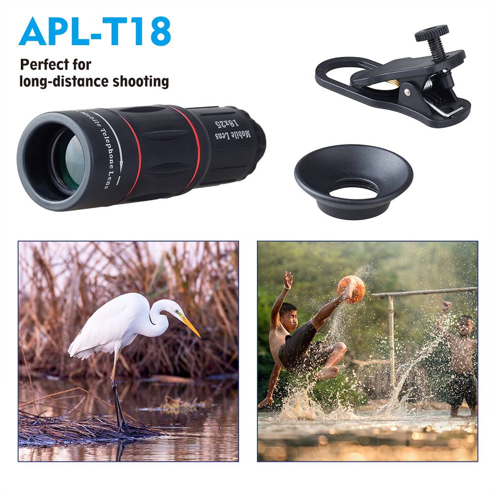 APEXEL Universal 18x25 Monocular Zoom HD Optical Cell Phone Lens Observing Survey 18X telephoto lens with tripod for Smartphone APEXEL Universal 18x25 Monocular Zoom HD Optical Cell Phone Lens Observing Survey 18X telephoto lens with tripod for Smartphone