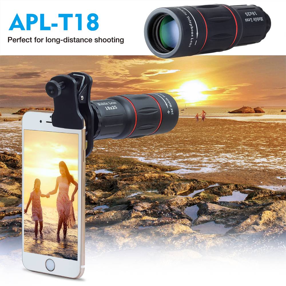 APEXEL Universal 18x25 Monocular Zoom HD Optical Cell Phone Lens Observing Survey 18X telephoto lens with tripod for Smartphone APEXEL Universal 18x25 Monocular Zoom HD Optical Cell Phone Lens Observing Survey 18X telephoto lens with tripod for Smartphone
