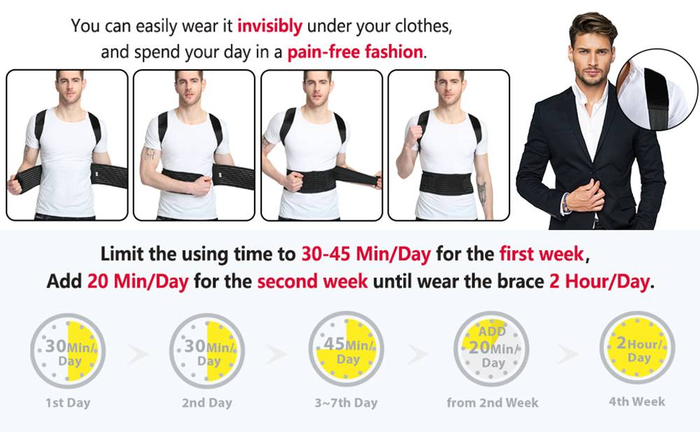 Adjustable Straight Back Shoulder Posture Corrector Lumbar Brace Spine Support Correction Home Office School Shoulder Neck Brace