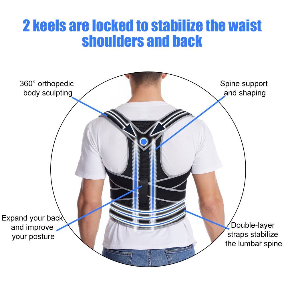 Adjustable Straight Back Shoulder Posture Corrector Lumbar Brace Spine Support Correction Home Office School Shoulder Neck Brace Color : Grey Spine Corrector|Black Back Support Adjustable Straight Back Shoulder Posture Corrector Lumbar Brace Spine Support Correction Home Office School Shoulder Neck Brace Color : Grey Spine Corrector|Black Back Support