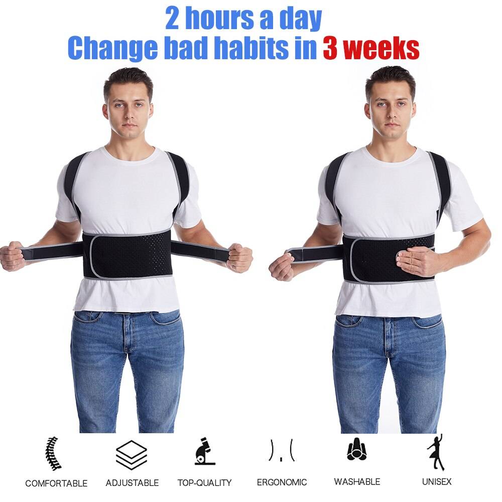 Adjustable Straight Back Shoulder Posture Corrector Lumbar Brace Spine Support Correction Home Office School Shoulder Neck Brace Color : Grey Spine Corrector|Black Back Support Adjustable Straight Back Shoulder Posture Corrector Lumbar Brace Spine Support Correction Home Office School Shoulder Neck Brace Color : Grey Spine Corrector|Black Back Support