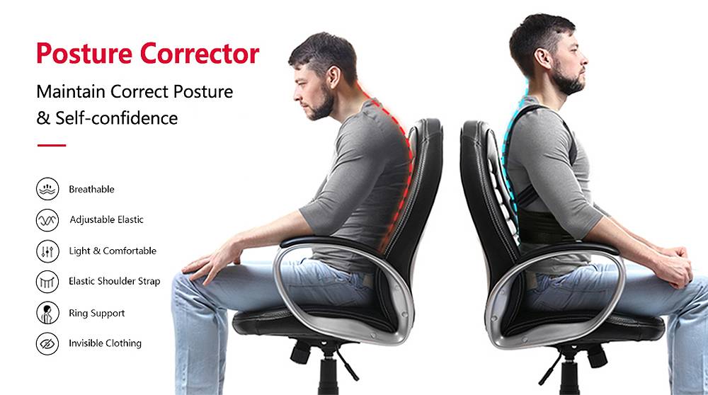 Adjustable Straight Back Shoulder Posture Corrector Lumbar Brace Spine Support Correction Home Office School Shoulder Neck Brace