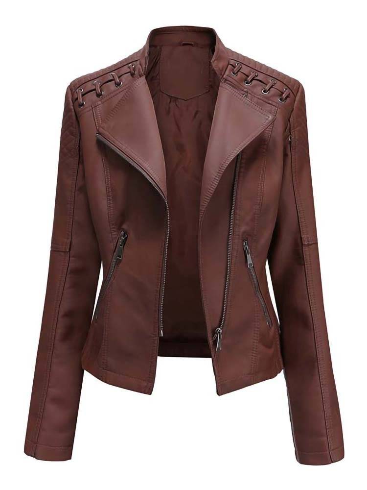 Autumn Winter Pu Faux Leather Jackets Women Long Sleeve Zipper Slim Motor Biker Leather Coat Female Outwear Tops Color : Black|Brown|Khaki|Red|Camel|Pink|Purple|Light Purple|Purple Pink|Navy Blue|Lemon Yellow|Army Green Autumn Winter Pu Faux Leather Jackets Women Long Sleeve Zipper Slim Motor Biker Leather Coat Female Outwear Tops Color : Black|Brown|Khaki|Red|Camel|Pink|Purple|Light Purple|Purple Pink|Navy Blue|Lemon Yellow|Army Green