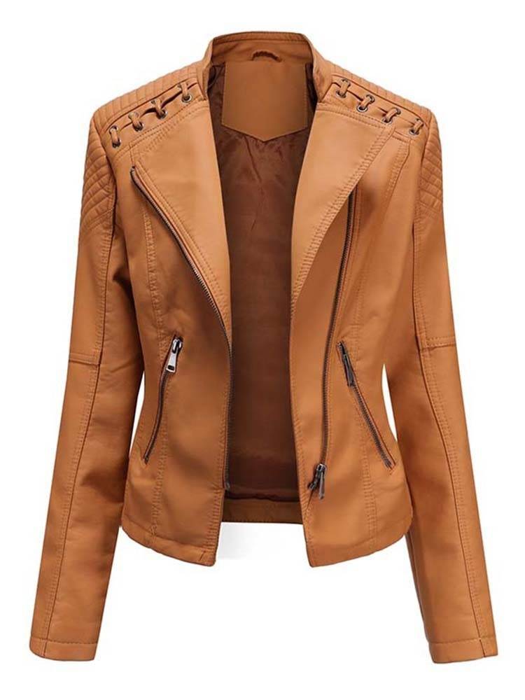 Autumn Winter Pu Faux Leather Jackets Women Long Sleeve Zipper Slim Motor Biker Leather Coat Female Outwear Tops Color : Black|Brown|Khaki|Red|Camel|Pink|Purple|Light Purple|Purple Pink|Navy Blue|Lemon Yellow|Army Green Autumn Winter Pu Faux Leather Jackets Women Long Sleeve Zipper Slim Motor Biker Leather Coat Female Outwear Tops Color : Black|Brown|Khaki|Red|Camel|Pink|Purple|Light Purple|Purple Pink|Navy Blue|Lemon Yellow|Army Green