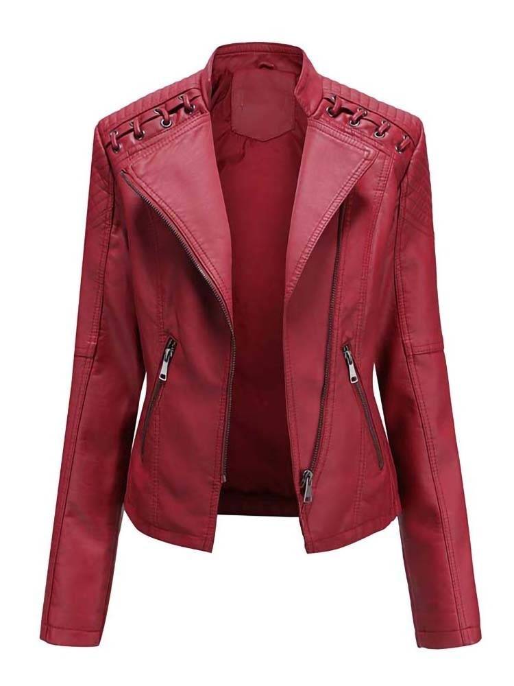 Autumn Winter Pu Faux Leather Jackets Women Long Sleeve Zipper Slim Motor Biker Leather Coat Female Outwear Tops Color : Black|Brown|Khaki|Red|Camel|Pink|Purple|Light Purple|Purple Pink|Navy Blue|Lemon Yellow|Army Green Autumn Winter Pu Faux Leather Jackets Women Long Sleeve Zipper Slim Motor Biker Leather Coat Female Outwear Tops Color : Black|Brown|Khaki|Red|Camel|Pink|Purple|Light Purple|Purple Pink|Navy Blue|Lemon Yellow|Army Green