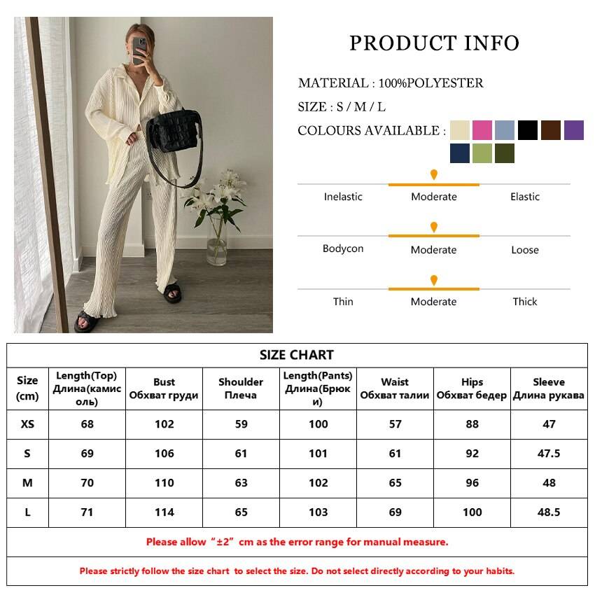Clacive Causal Loose Home Suit Autumn Long Sleeve Blouse With High Wasit Pants Set Women Elegant Pleated Beige 2 Piece Pant Sets Clacive Causal Loose Home Suit Autumn Long Sleeve Blouse With High Wasit Pants Set Women Elegant Pleated Beige 2 Piece Pant Sets