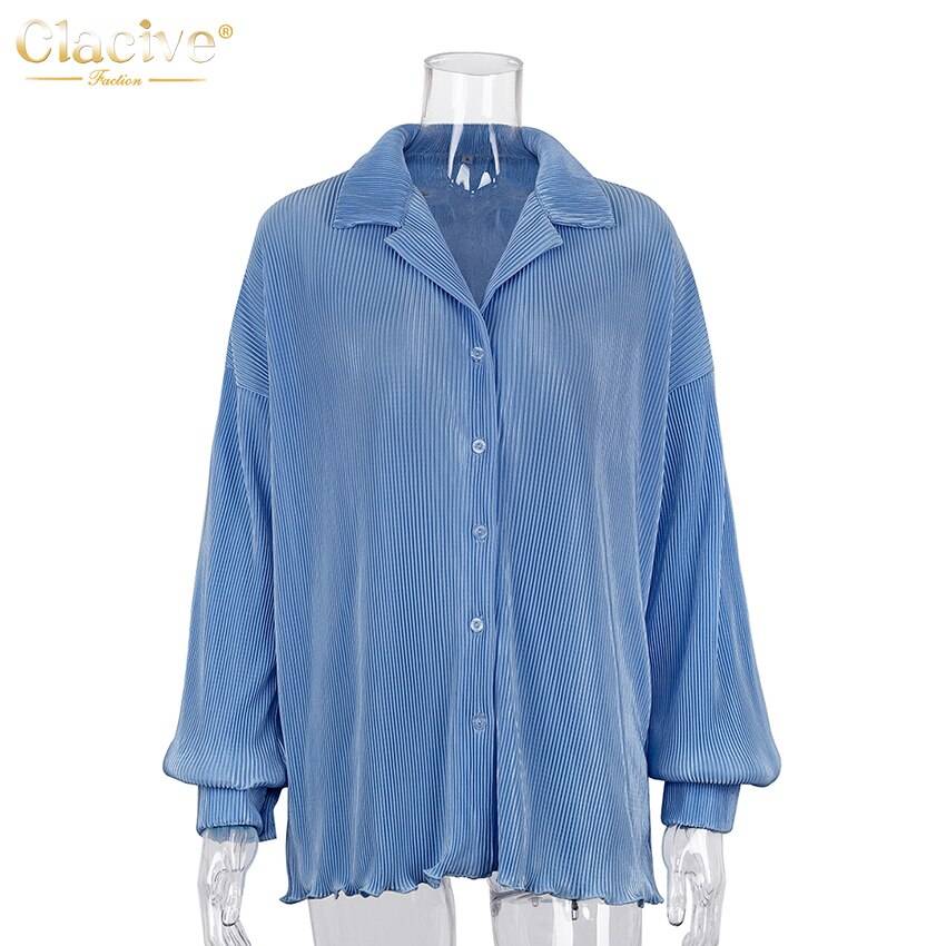 Clacive Causal Loose Home Suit Autumn Long Sleeve Blouse With High Wasit Pants Set Women Elegant Pleated Beige 2 Piece Pant Sets Clacive Causal Loose Home Suit Autumn Long Sleeve Blouse With High Wasit Pants Set Women Elegant Pleated Beige 2 Piece Pant Sets