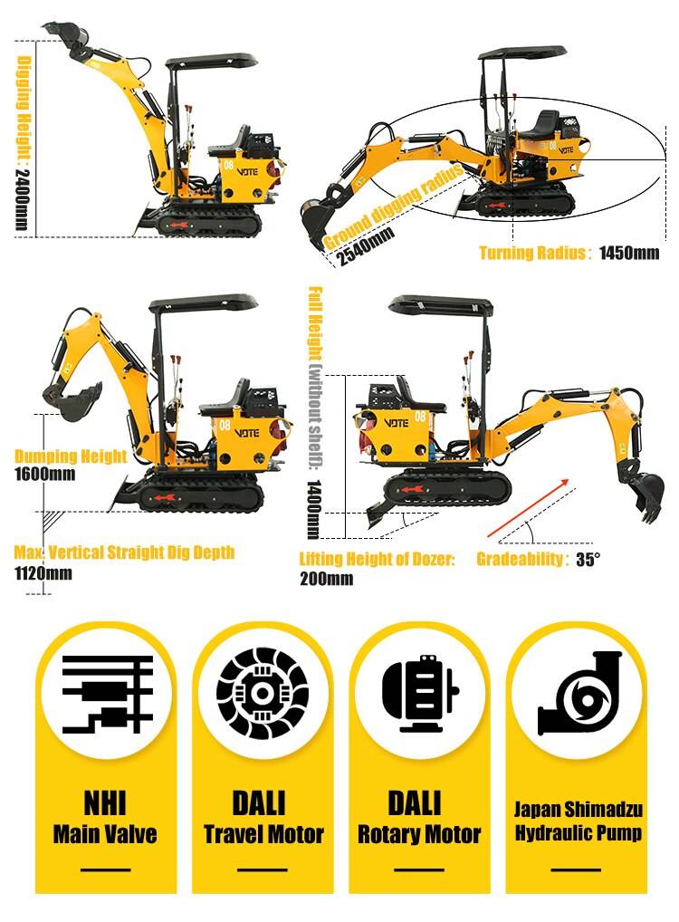 Free Shipping Chinese Crawler 800kg Mini Excavator Small Digger Minipelles 1 Ton 2 Ton For Sale Free Shipping Chinese Crawler 800kg Mini Excavator Small Digger Minipelles 1 Ton 2 Ton For Sale