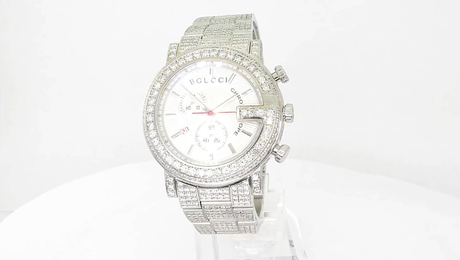 Iced Out Mens Diamond Gucci G-Chrono Watch White Chronograph Dial 15ct Jewelry, Watches, Purses, bags, & Accessories Precious Jewelry Iced Out Mens Diamond Gucci G-Chrono Watch White Chronograph Dial 15ct Jewelry, Watches, Purses, bags, & Accessories Precious Jewelry