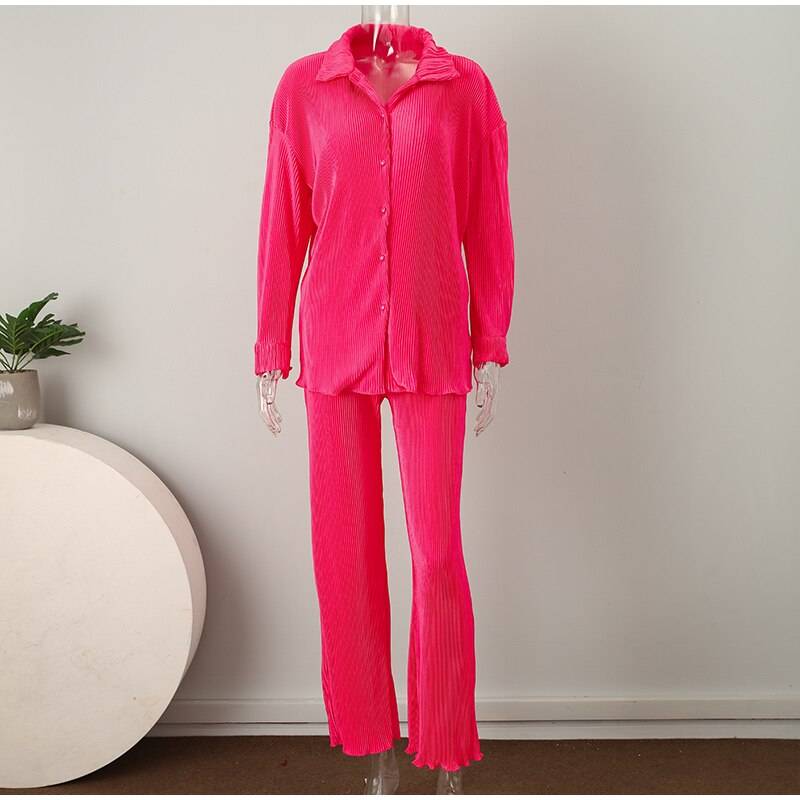 Sexy Solid Suit Two Pieces Outfits Office Lady Long Sleeve Lapel Jacket Coat Suits 2022 Women Casual Wide Leg Trousers Set