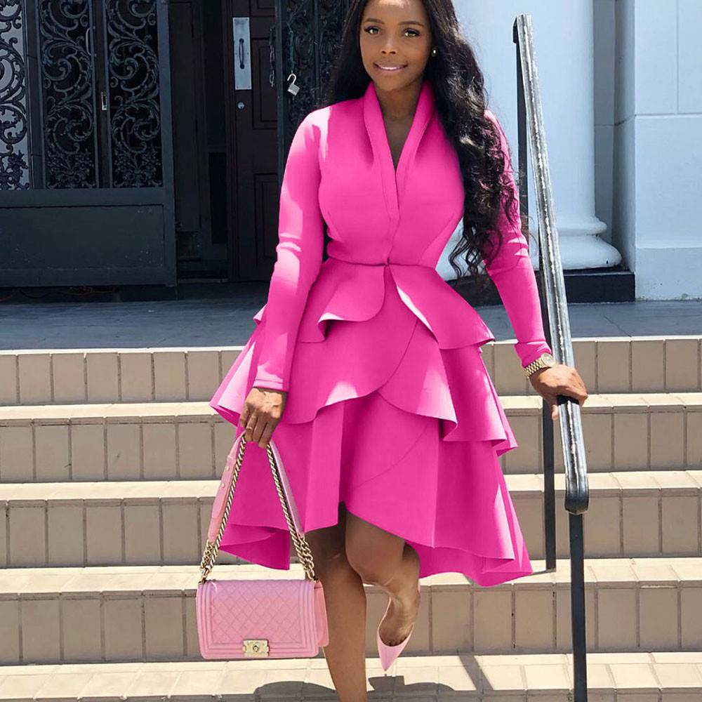 Sexy V-neck Elegant Celebrity Runway Party Dress Women Work Wear Business Ruffles A-line Midi Club Dresses for Women Vestidos Sexy V-neck Elegant Celebrity Runway Party Dress Women Work Wear Business Ruffles A-line Midi Club Dresses for Women Vestidos