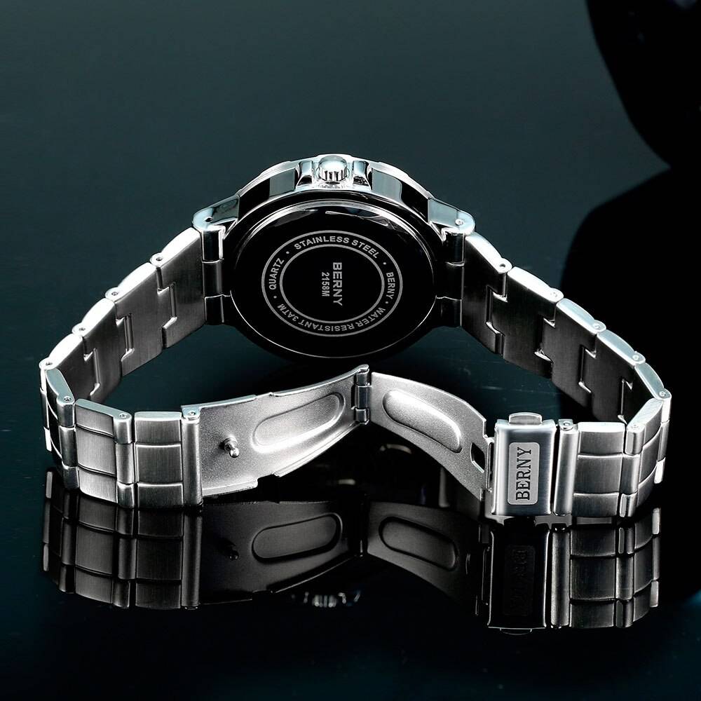BERNY GMT Watch for Men Super Luminous Luxury Sports Quartz Wristwatch Waterproof Stainless Steel Military Man Clock SWISS MOVT Color : 2158M Watch Green|2158M Watch Blue|2158M Watch Black BERNY GMT Watch for Men Super Luminous Luxury Sports Quartz Wristwatch Waterproof Stainless Steel Military Man Clock SWISS MOVT Color : 2158M Watch Green|2158M Watch Blue|2158M Watch Black