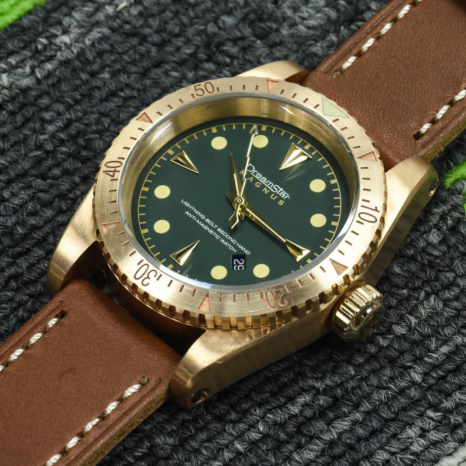 Hruodland Dreamstar Solid CuSn8 Bronze Diving Men's Watches SW200 Sapphire Glass 20ATM Automatic Mechanical Wrist Watch for Male