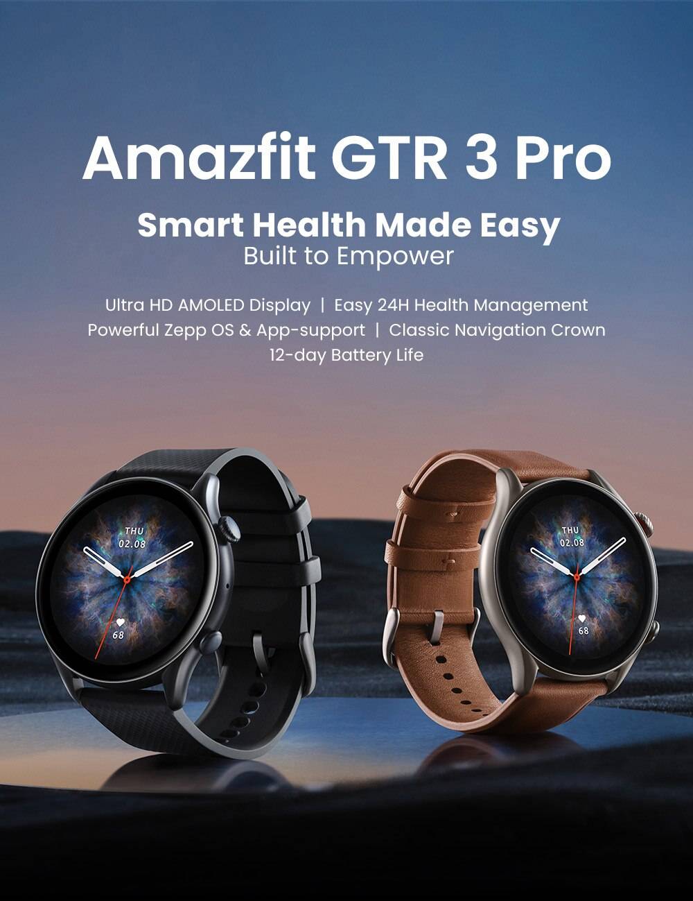 New Amazfit GTR 3 Pro GTR3 Pro GTR-3 Pro Smartwatch AMOLED Display Zepp OS App 12-day Battery Life Watch for Andriod